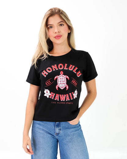 Camiseta de Mujer "Honolulu Hawaii" en Tela Fría | Maitex