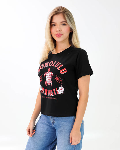 Camiseta de Mujer "Honolulu Hawaii" en Tela Fría | Maitex