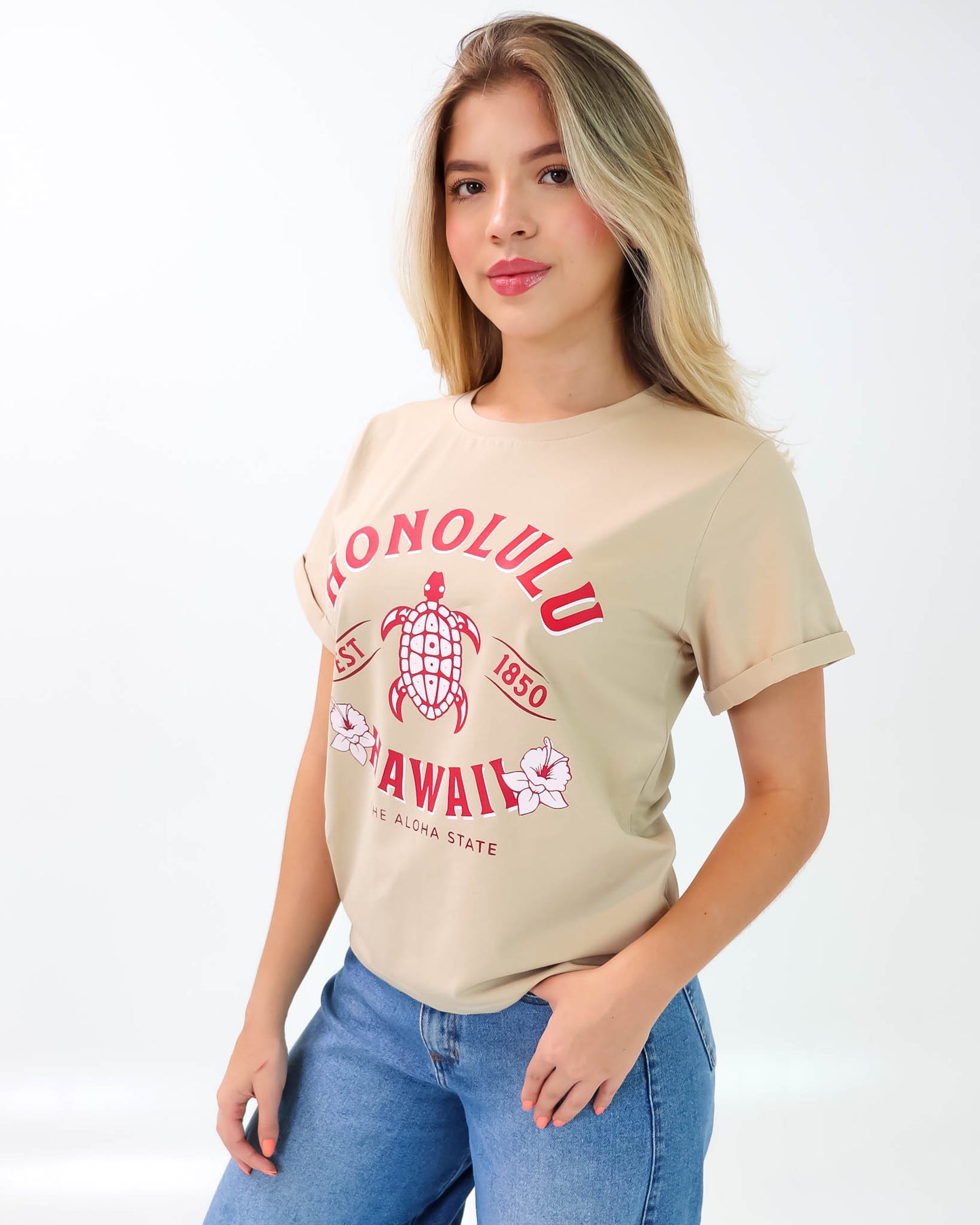 Camiseta de Mujer "Honolulu Hawaii" en Tela Fría | Maitex
