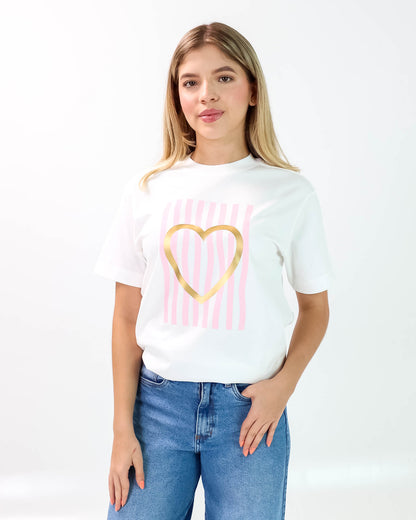 Camiseta de Mujer "Love Lines" en Algodón Premium Peruano | Maitex