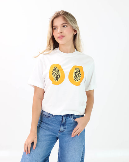 Camiseta de Mujer "Papayas" en Algodón Premium Peruano | Maitex