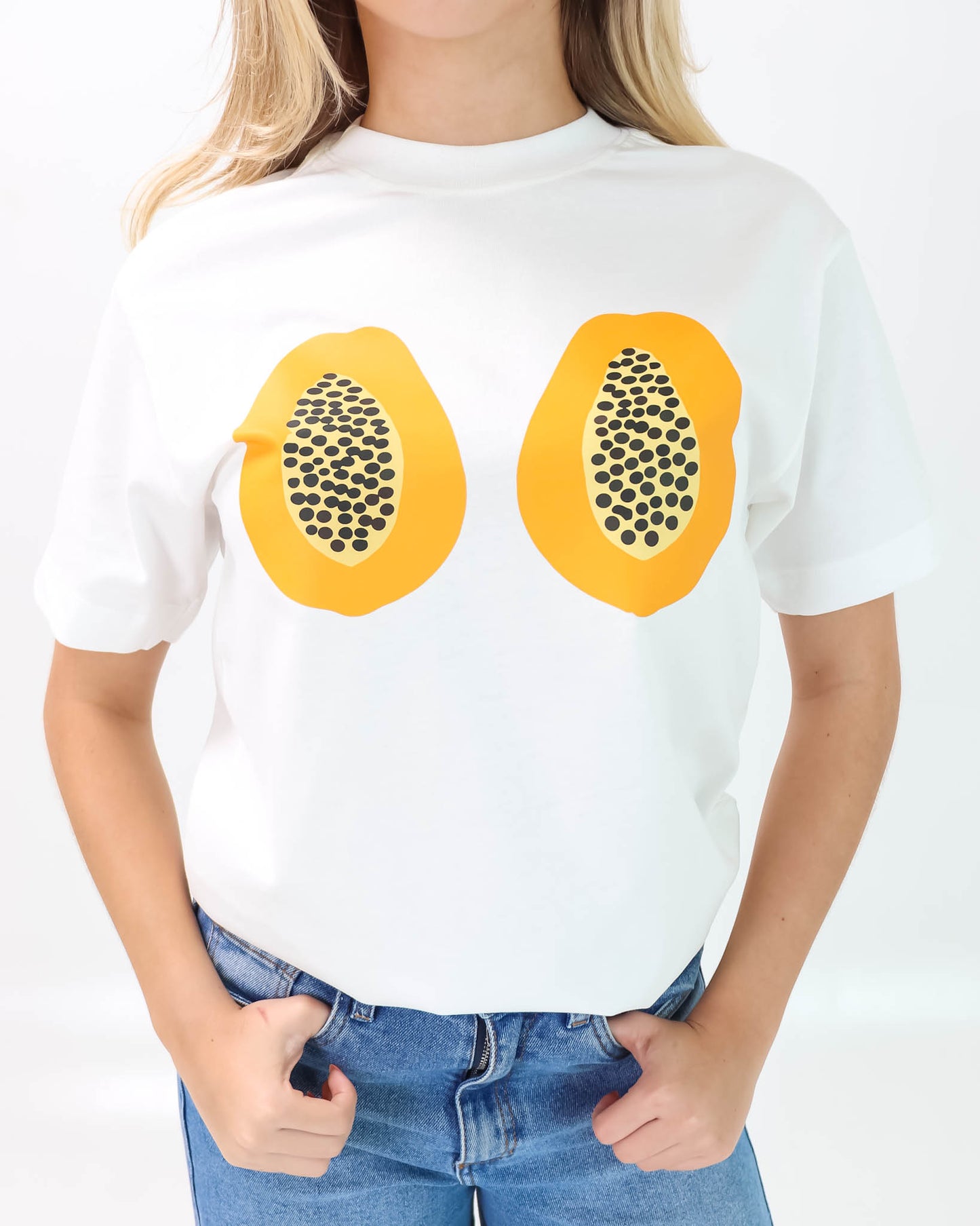 Camiseta de Mujer "Papayas" en Algodón Premium Peruano | Maitex