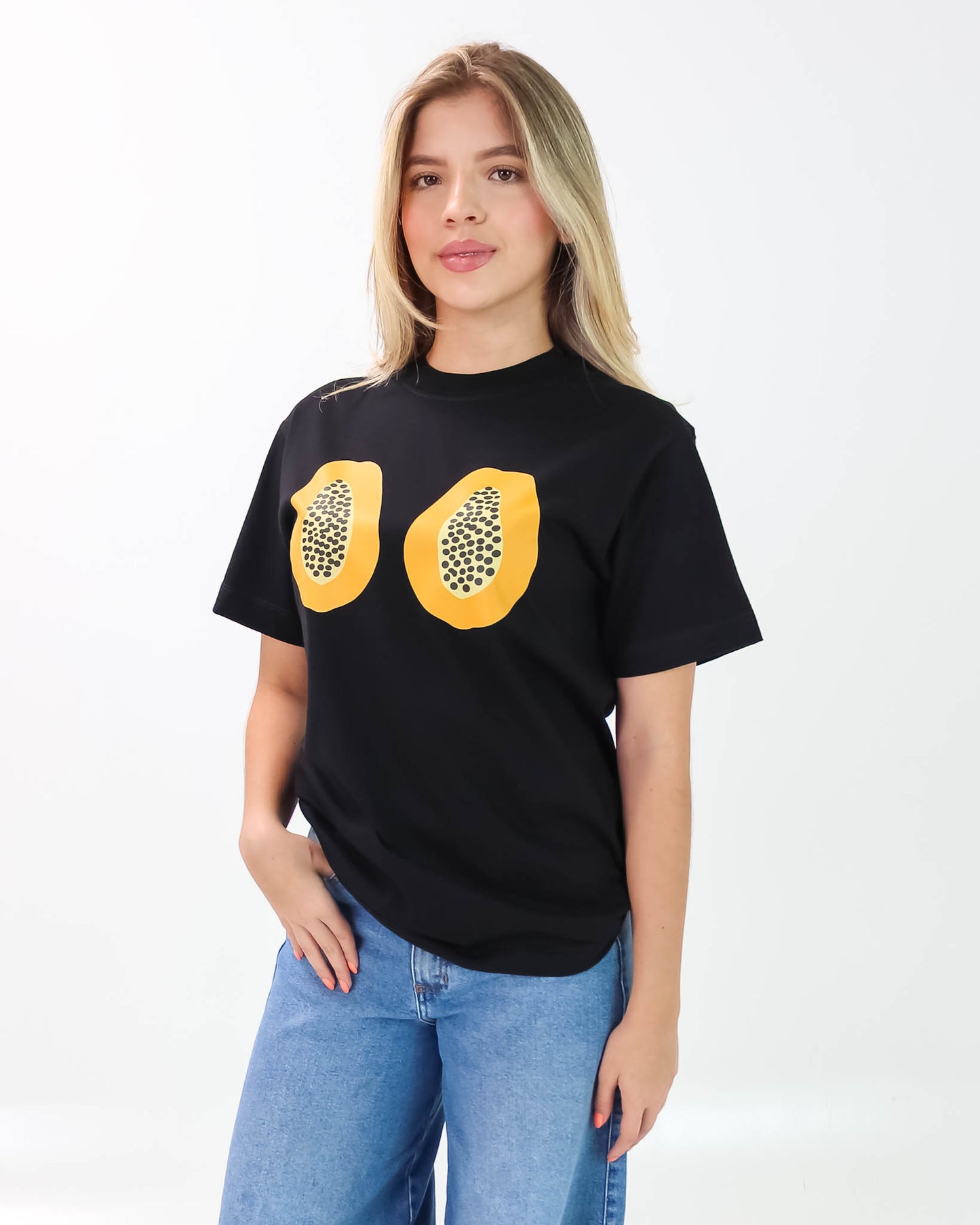 Camiseta de Mujer "Papayas" en Algodón Premium Peruano | Maitex