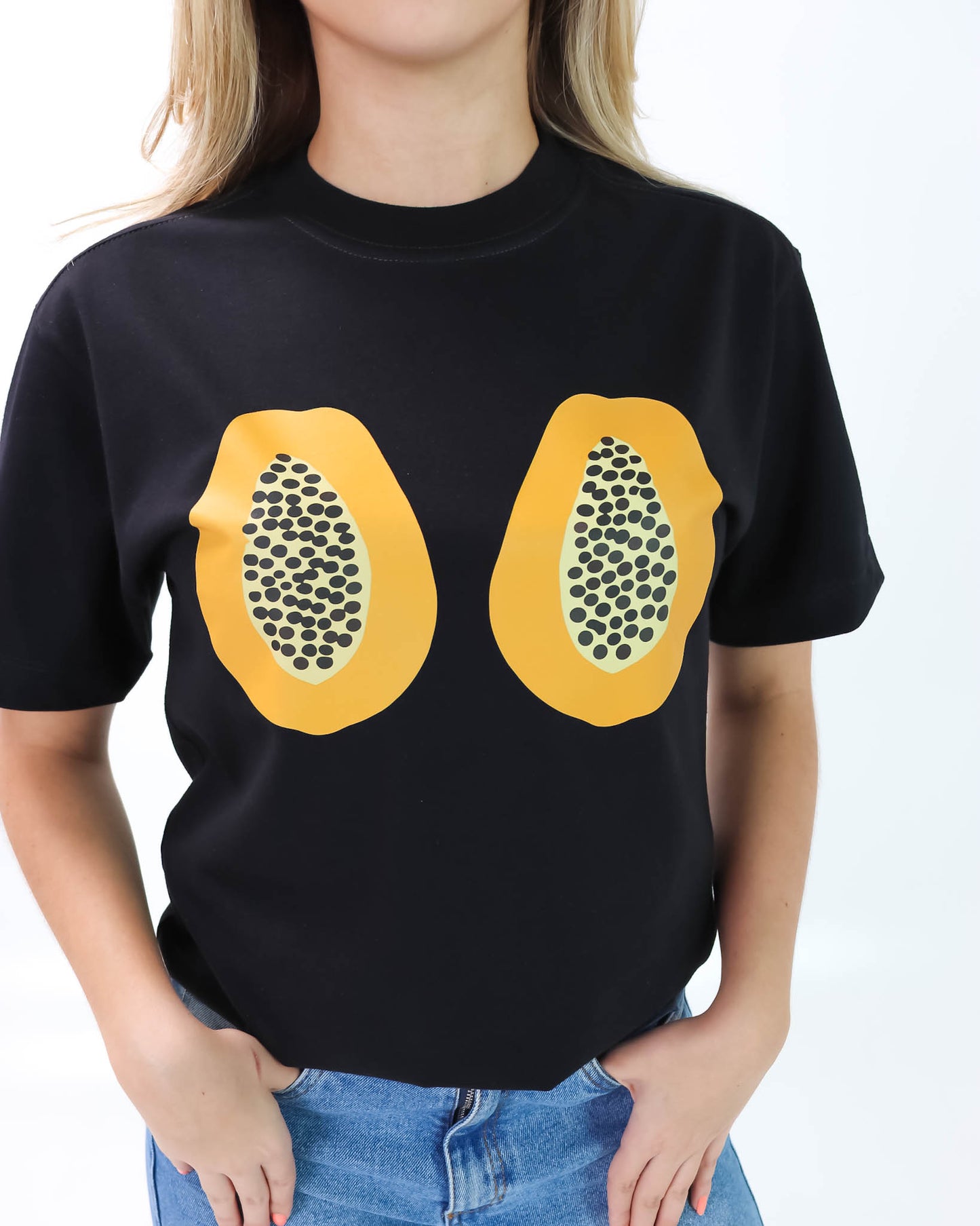 Camiseta de Mujer "Papayas" en Algodón Premium Peruano | Maitex