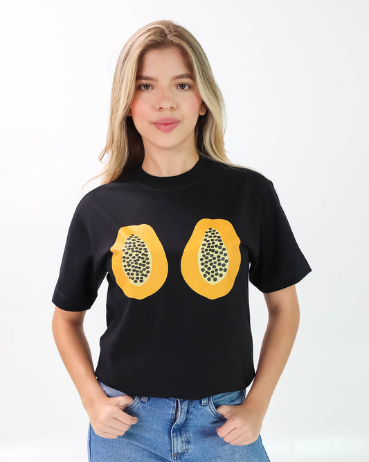 Camiseta de Mujer "Papayas" en Algodón Premium Peruano | Maitex