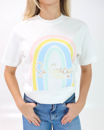 Camiseta de Mujer "Su gracia sobre mí" en Algodón Premium Peruano | Maitex