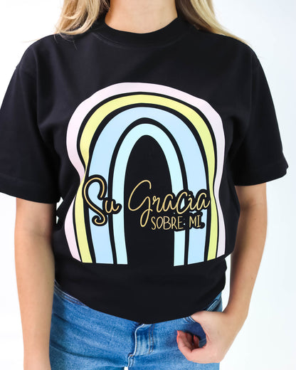 Camiseta de Mujer "Su gracia sobre mí" en Algodón Premium Peruano | Maitex