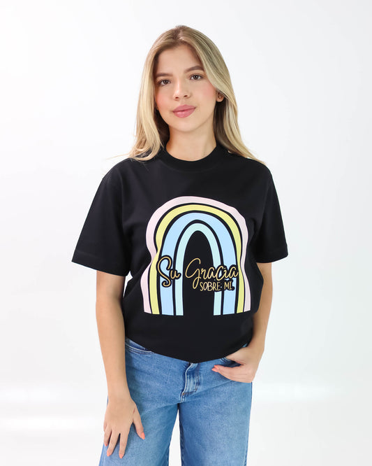 Camiseta de Mujer "Su gracia sobre mí" en Algodón Premium Peruano | Maitex