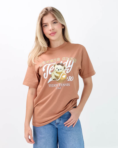 Camiseta de Mujer "Teddy Tennis Club" en Algodón Peruano Premium | Maitex