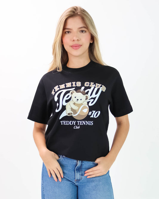 Camiseta de Mujer "Teddy Tennis Club" en Algodón Peruano Premium | Maitex