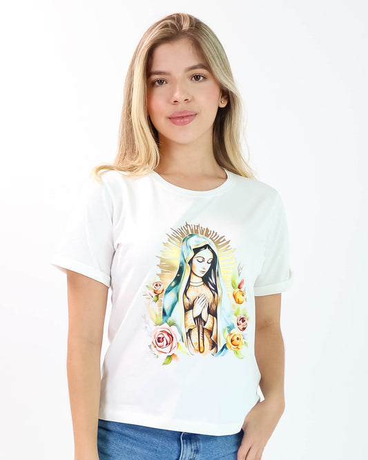 Camiseta de Mujer "Virgen de Guadalupe" en Tela Fría | Maitex