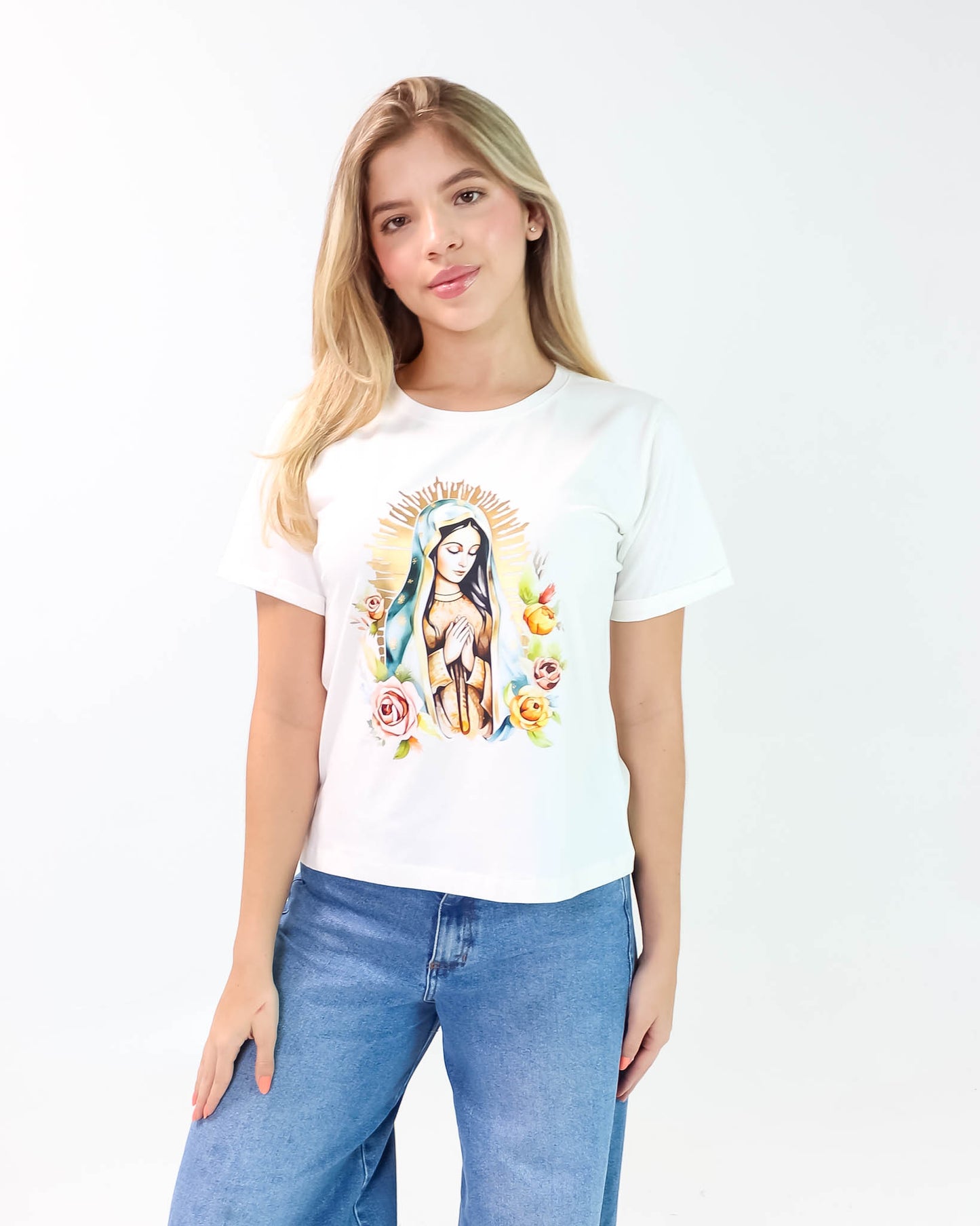 Camiseta de Mujer "Virgen de Guadalupe" en Tela Fría | Maitex
