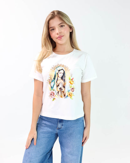 Camiseta de Mujer "Virgen de Guadalupe" en Tela Fría | Maitex