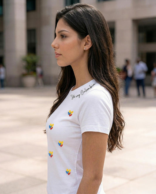 Camiseta de mujer "Yo soy Colombia" en Algodón Premium Peruano | Maitex