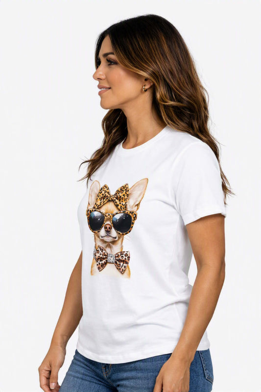Camiseta de mujer "Chihuahua Glam" en Tela Fría | Maitex