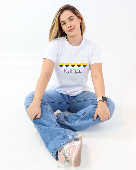 Camiseta de mujer "Tricolor Colombia" en Tela Fria | Maitex
