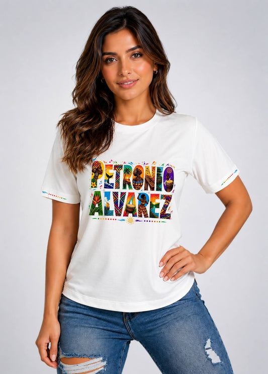 Camiseta de mujer "Petronio Álvarez" en Algodón Premium Peruano | Maitex