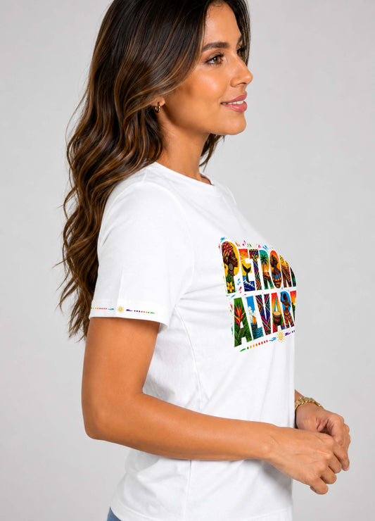 Camiseta de mujer "Petronio Álvarez" en Algodón Premium Peruano | Maitex